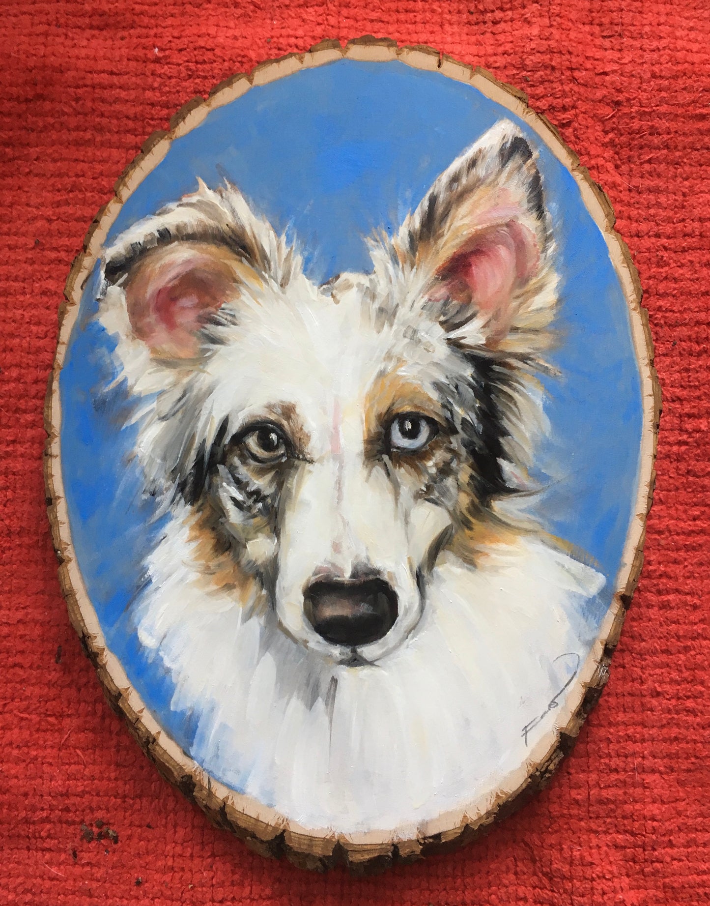 Pet Portraiture on Live Edge Wood Oval