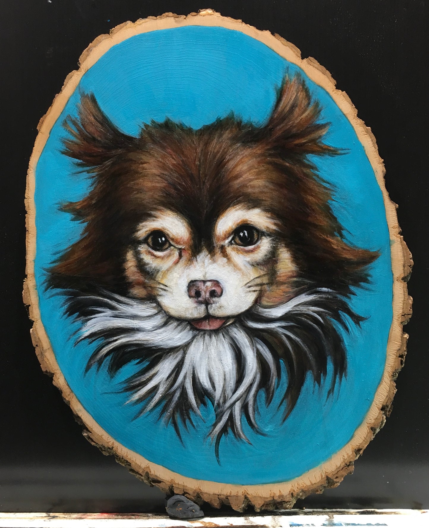 Pet Portraiture on Live Edge Wood Oval