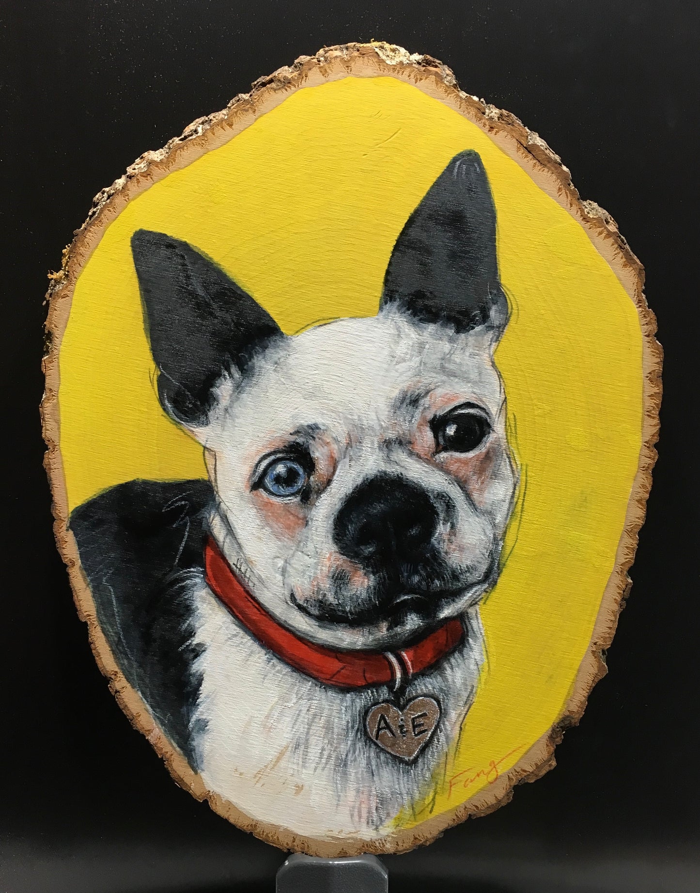 Pet Portraiture on Live Edge Wood Oval