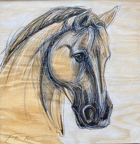 Equine Sketch on wood #2213 - Original Horse Art on Wood