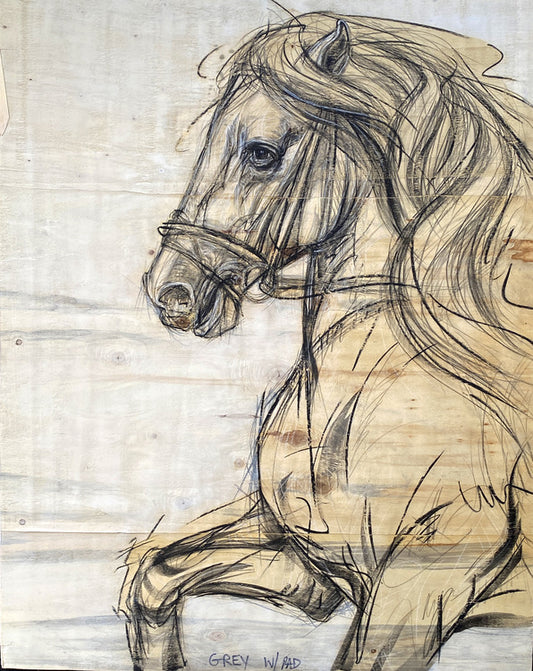 "The March" - Original Horse Art on Wood